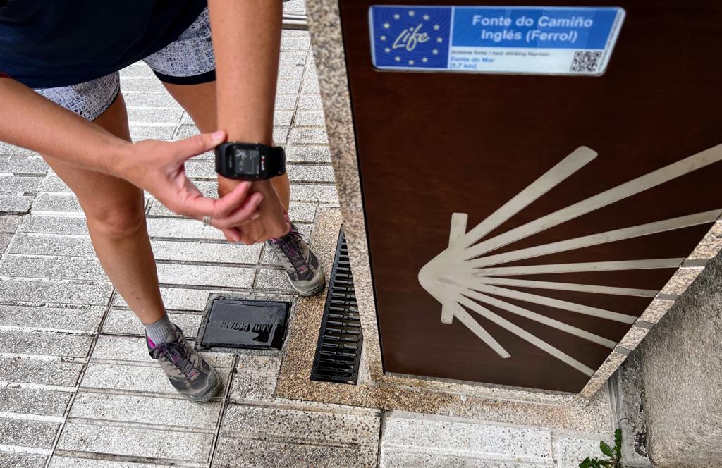 Punto 0 del Camino Inglés. Reloj en marcha.