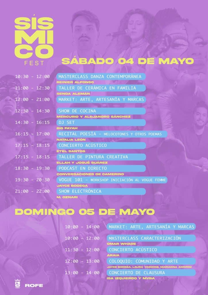 Programa de Sísmico Fest en la Plaza El Pavón de Tías 4 y 5 de mayo de 2024